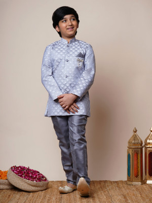 BT DEZINES Boys Festive & Party, Wedding Sherwani and Churidar Set(Grey Pack of 1)