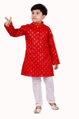 new gen Boys Casual Kurta and Pyjama Set(Red Pack of 1)