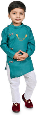 stylelife Boys Festive & Party Kurta and Pyjama Set(Green Pack of 1)