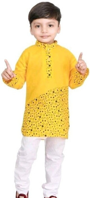 UPTREND VESTURE Boys Festive & Party Kurta and Pyjama Set(Yellow Pack of 1)