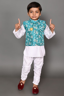 ONLINE COLLETION Baby Boys Wedding Kurta, Waistcoat and Pyjama Set(Green Pack of 1)