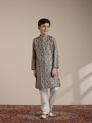 MANYAVAR Boys Festive & Party Kurta and Pyjama Set(Multicolor Pack of 1)