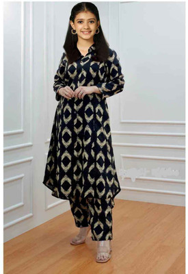 Bholukart Girls Festive & Party Kurta and Churidar Set(Black Pack of 1)