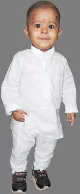 EPIKID Baby Boys Festive & Party Kurta and Pyjama Set(White Pack of 1)