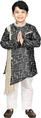 new gen Baby Boys Festive & Party, Wedding Kurta and Pyjama Set(Black Pack of 2)