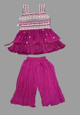 New Ekta Dresses Baby Girls Wedding Kurta and Palazzo Set(Pink Pack of 1)