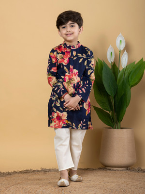 Readiprint Boys Festive & Party Kurta and Pyjama Set(Blue Pack of 1)
