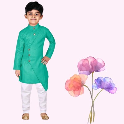 V FASHION HUB Baby Boys Festive & Party Kurta and Pyjama Set(Green Pack of 1)