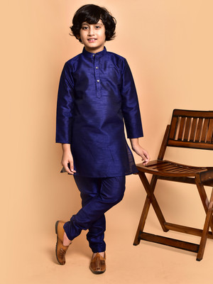 PRINTCULTR Boys Festive & Party Kurta and Pyjama Set(Dark Blue Pack of 2)