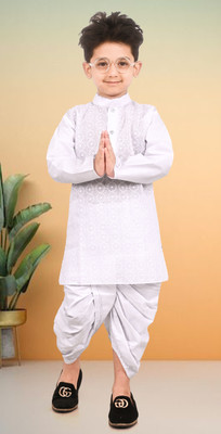 NMARTZ Boys Festive & Party Dhoti & Kurta Set(White Pack of 1)