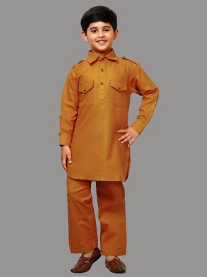 PRO ETHIC Boys Festive & Party Pathani Suit Set(Yellow Pack of 1)