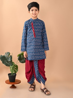 Lilpicks Boys Festive & Party Kurta and Dhoti Pant Set(Blue Pack of 1)