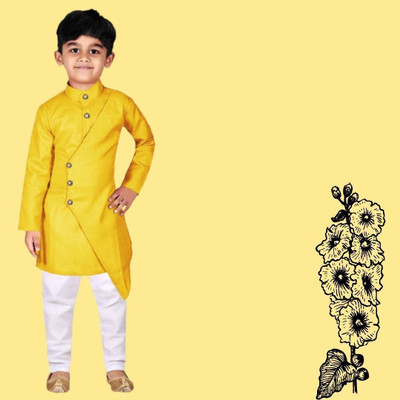 VC FASHION TREND Baby Boys Festive & Party Kurta and Pyjama Set(Yellow Pack of 1)