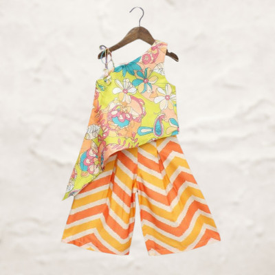 RUBEE FEB Girls Festive & Party, Wedding Kurta and Palazzo Set(Multicolor Pack of 1)