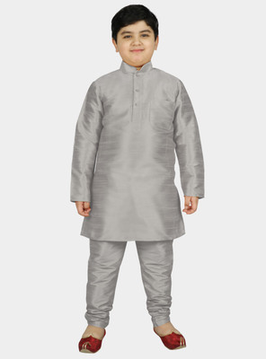 SG YUVRAJ Boys Festive & Party Kurta and Pyjama Set(Silver Pack of 1)