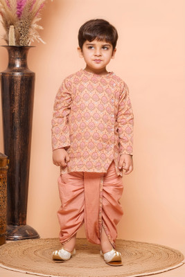 ELAN FASHION Baby Boys Casual Kurta and Dhoti Pant Set(Orange Pack of 1)