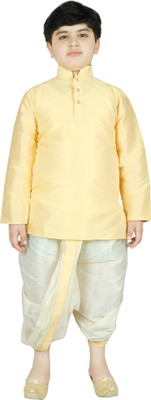 SG YUVRAJ Boys Festive & Party Kurta and Dhoti Pant Set(Yellow Pack of 1)