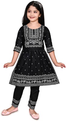 Sajjat Dresses Girls Below Knee Party Dress(Black, Half Sleeve)