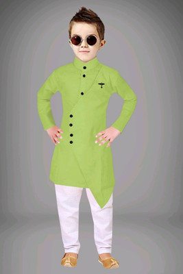 TRUST OUS Boys Festive & Party Kurta and Churidar Set(Green Pack of 1)