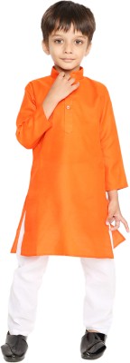 MAHARAJA Boys Festive & Party Kurta and Pyjama Set(Orange Pack of 1)