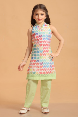 Mastarang Girls Casual Kurta and Pyjama Set(Multicolor Pack of 1)