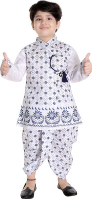 Smuktar garments Boys Wedding Dhoti & Kurta Set(White Pack of 1)