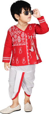 chand dresses and grown Boys Festive & Party Dhoti & Kurta Set(Red Pack of 1)