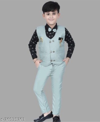 SONUJAIN Boys Festive & Party Shirt, Waistcoat and Pant Set(Multicolor Pack of 3)