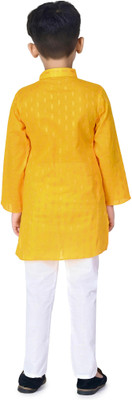 AZAL COLLECTIONS Boys Festive & Party Kurta and Pyjama Set(Yellow Pack of 1)