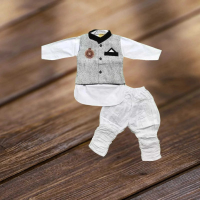 virupkesh Baby Boys Festive & Party Kurta and Pyjama Set(White Pack of 1)