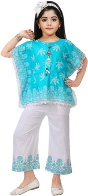 Shiidal Girls Casual, Festive & Party, Wedding Kurta and Palazzo Set(Light Blue Pack of 1)