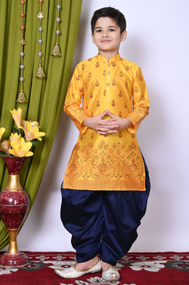 NFC CREATION Boys Festive & Party, Wedding Kurta and Patiala Set(Yellow Pack of 1)