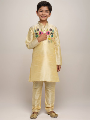 DEVOILER Boys Festive & Party Kurta and Pyjama Set(Yellow Pack of 1)