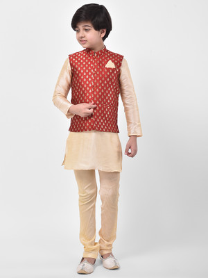 DEYANN Boys Festive & Party Kurta and Churidar Set(Red Pack of 3)