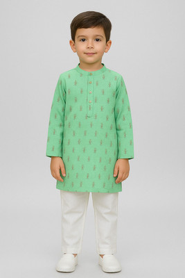 Oxipittal Club Boys Festive & Party Kurta and Dhoti Pant Set(Green Pack of 1)