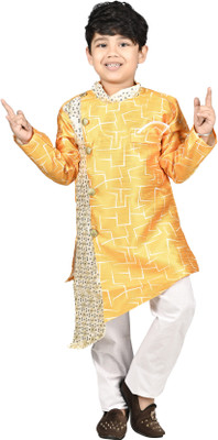 new gen Baby Boys Festive & Party, Wedding Kurta and Pyjama Set(Yellow Pack of 2)