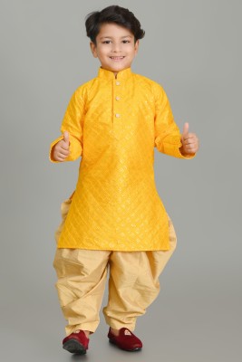 NFC CREATION Boys Festive & Party, Wedding Kurta and Patiala Set(Yellow Pack of 1)