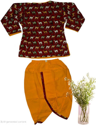 Little Dreams Baby Boys Festive & Party Angarkha and Dhoti Pant(Red Pack of 2)