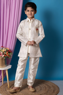Bright Garments Dresses Boys Festive & Party Kurta, Waistcoat and Pyjama Set(White Pack of 3)