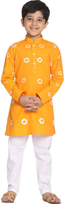 jbn CREATION Boys Casual Kurta and Pyjama Set(Orange Pack of 1)