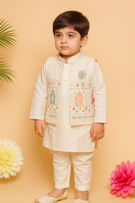 the l Boys Casual Kurta and Pyjama Set(White Pack of 1)