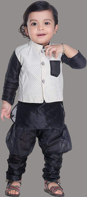Oxipittal Club Boys Festive & Party Kurta, Waistcoat and Breeches Set(White Pack of 3)
