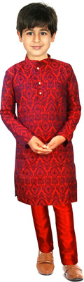 Vanraj Boys Festive & Party Kurta and Pyjama Set(Red Pack of 1)