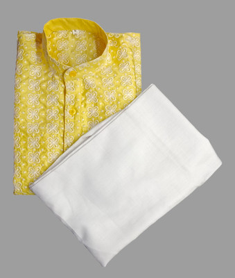 Qitty Boys Festive & Party Kurta and Pyjama Set(Yellow Pack of 1)