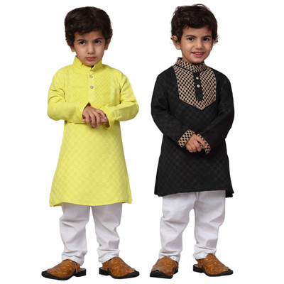 CENSAL Boys Festive & Party Kurta and Pyjama Set(Multicolor Pack of 2)