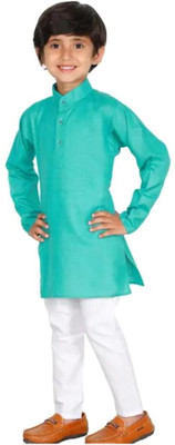VC FASHION HUB Baby Boys Festive & Party Kurta and Pyjama Set(Green Pack of 1)