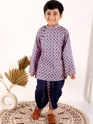 Superminis Boys Festive & Party Dhoti & Kurta Set(Pink Pack of 1)