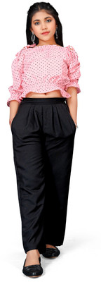 vroxa creation Girls Party(Festive) Top Trouser(Pink)