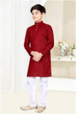 VC FASHION HUB Baby Boys Festive & Party Kurta and Pyjama Set(Maroon Pack of 1)