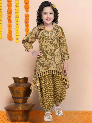 AL BAYDAR FASHION Girls Festive & Party Kurta and Dhoti Pant Set(Multicolor Pack of 1)